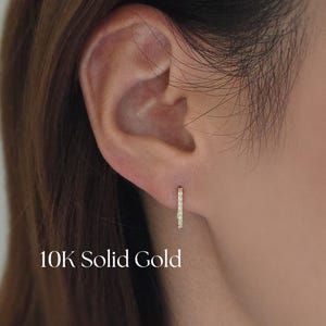 10K Solid Gold Pave Cubic Zirconia Clip Hoops