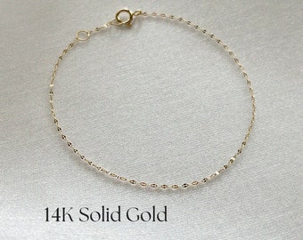 14K Solid Gold Roma Chain Bracelet: Minimalist Dainty Bracelet