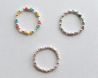 Bari Bead Ring (3 Colours), Beaded Ring, Stretch Ring, Daily Ring, Simple Ring, Gift Idea