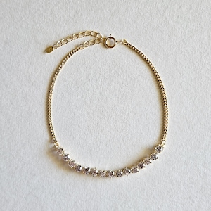 Crystal Island Armband: Cubic Zirkonia Steine, 14K Gold Vermeil, Sterling Silber Kette