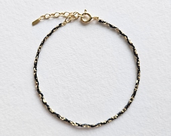 Joy's Silk & Chain Bracelet, Silk Bracelet, Gold Bracelet, Daily Jewellery, Simple Bracelet, Dainty Bracelet