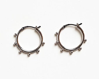 Aros Little Dot: pendientes de aro sencillos de plata de ley y oro vermeil de 14 quilates