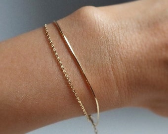 Leah Double Chain Bracelet: 14K Gold Vermeil, Sterling Silver Snake Chain