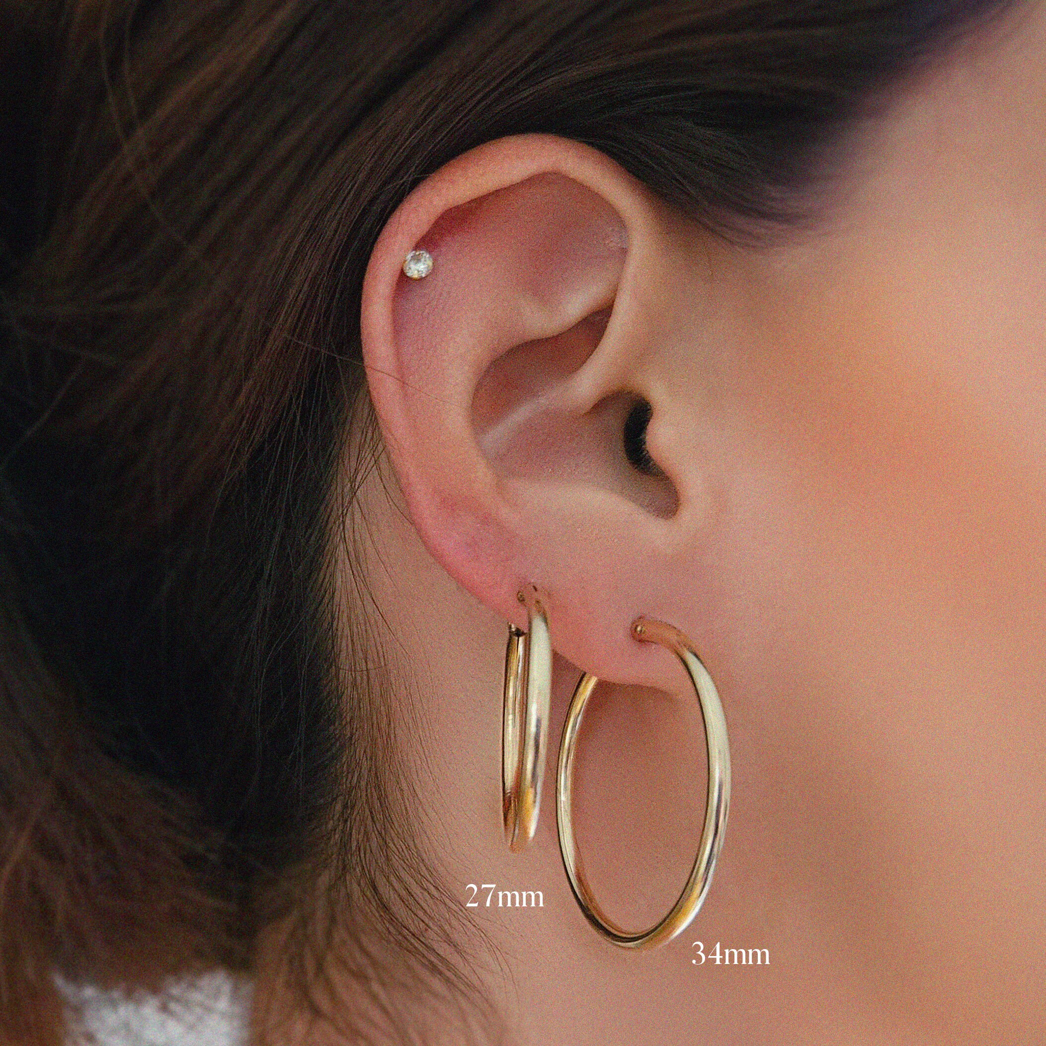 Gold Filled Flex Hoop Earrings: Waterproof, Tarnish-free (27mm