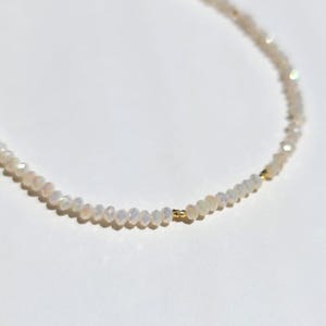 Ivory Beaded Choker Necklace: 14K Gold Vermeil, Dainty Layering Style