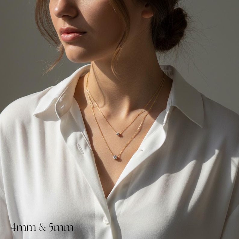Petite Crystal Necklace: 3 Stone Sizes, Dainty 14K Gold Vermeil Chain, Minimalist Jewellery image 6