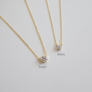 Petite Crystal Necklace: 3 Stone Sizes, Dainty 14K Gold Vermeil Chain, Minimalist Jewellery image 7