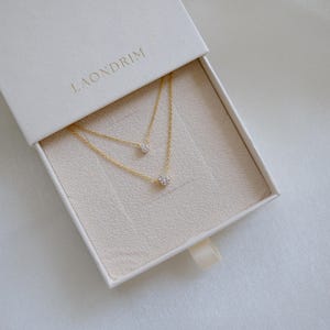 Petite Crystal Necklace: 3 Stone Sizes, Dainty 14K Gold Vermeil Chain, Minimalist Jewellery image 9