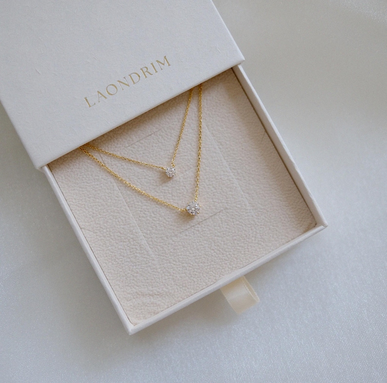 Petite Crystal Necklace: 3 Stone Sizes, Dainty 14K Gold Vermeil Chain, Minimalist Jewellery image 9
