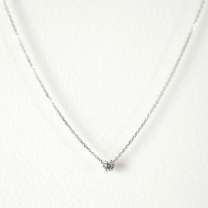 Petite Clear Crystal Necklace 2mm, Tiny crystal necklace, Dainty necklace, Petite necklace, Single stone necklace, Wedding Jewellery image 4