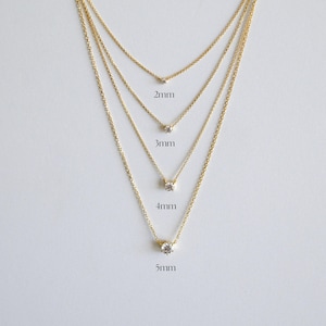 Petite Crystal Necklace: 3 Stone Sizes, Dainty 14K Gold Vermeil Chain, Minimalist Jewellery image 2