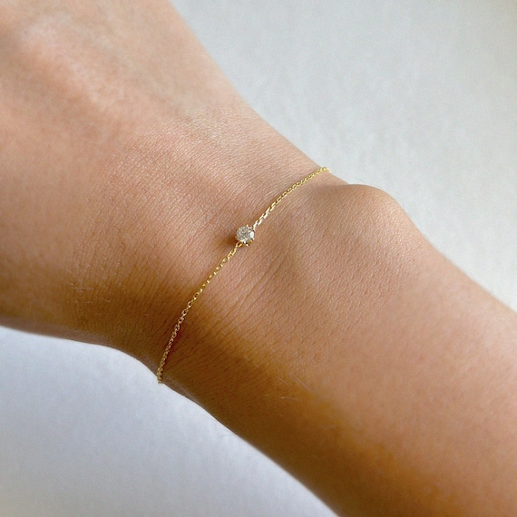 Petite Crystal 3mm Bracelet: 14K Gold Vermeil, Dainty Cubic Zirconia
