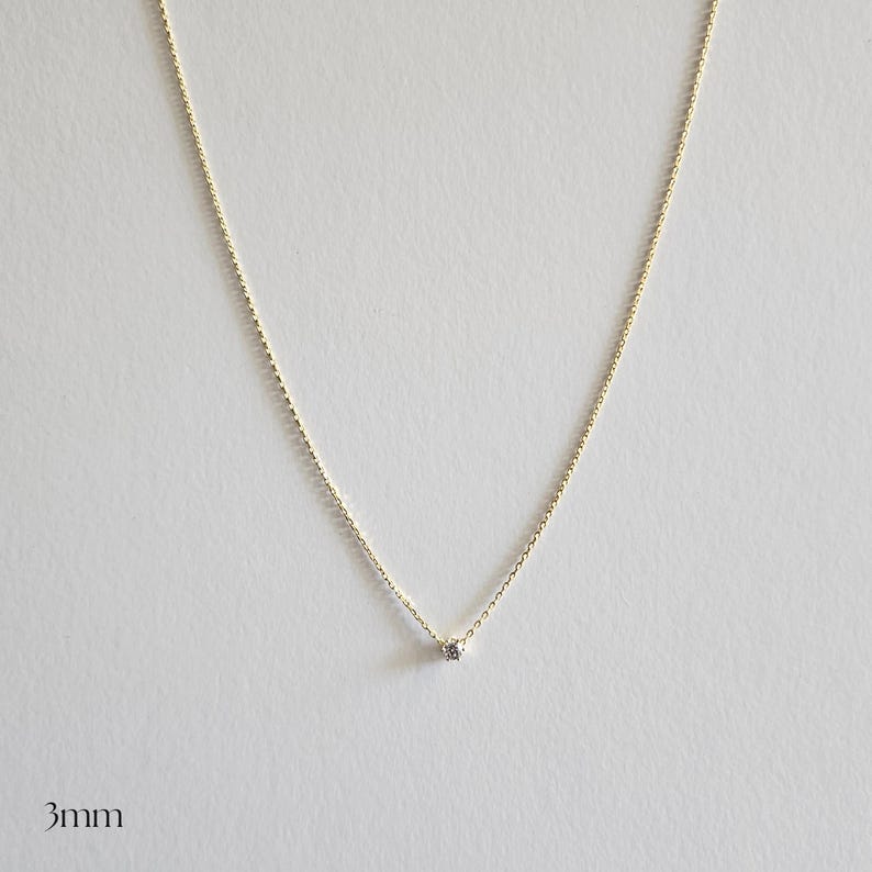 Petite Crystal Necklace: 3 Stone Sizes, Dainty 14K Gold Vermeil Chain, Minimalist Jewellery image 4