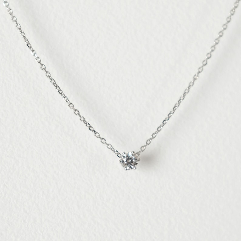 Petite Clear Crystal Necklace 2mm, Tiny crystal necklace, Dainty necklace, Petite necklace, Single stone necklace, Wedding Jewellery image 3