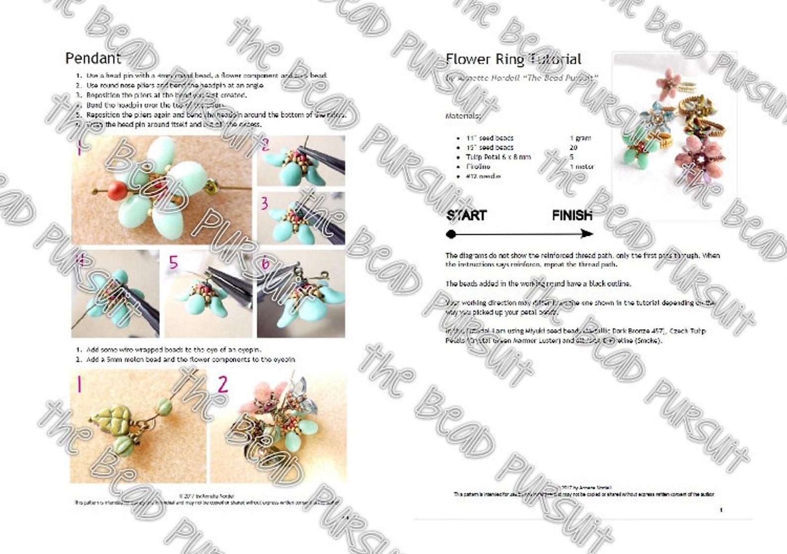 Flower Ring Beading Tutorial Etsy