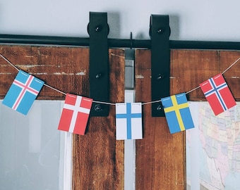 Nordic Flags Garland or Scandinavian Traditional Paper Bunting Decoration