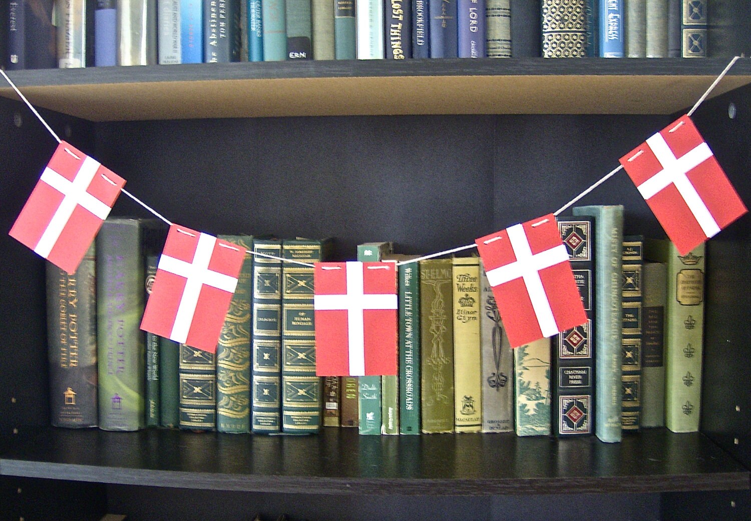 Danish Flags Christmas Garland or Nordic Scandinavian Traditional Paper