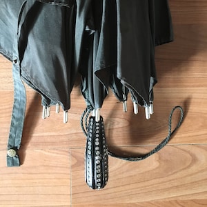 Black Nylon Umbrella with Rhinestone Handle