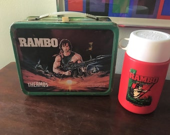Vintage Rambo Lunch Box Sylvester Stallone 1985 Thermos Etsy