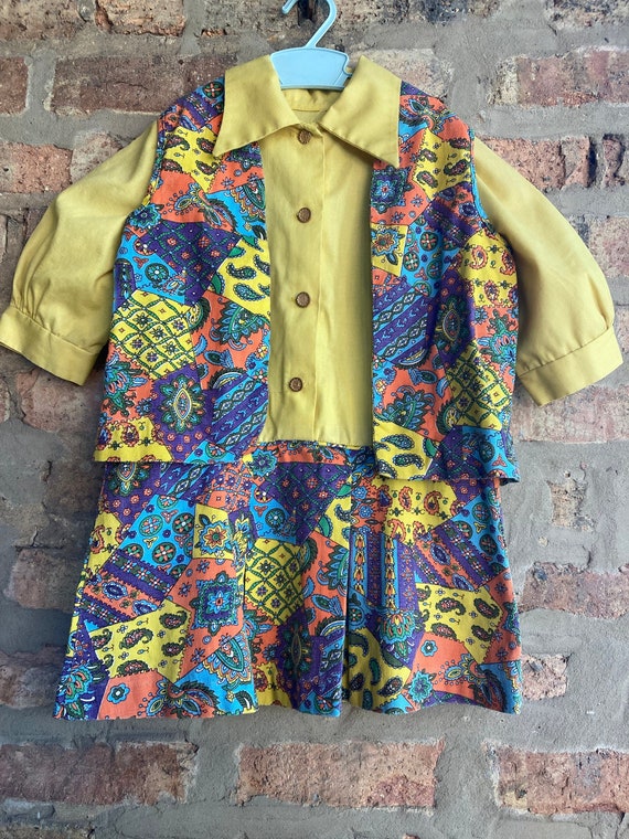 Vintage Girl's MOD Paisley Multi-Color Dress Vest… - image 1