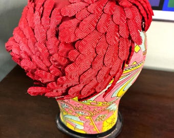 Vintage Red Feather-Type Fascinator Hat