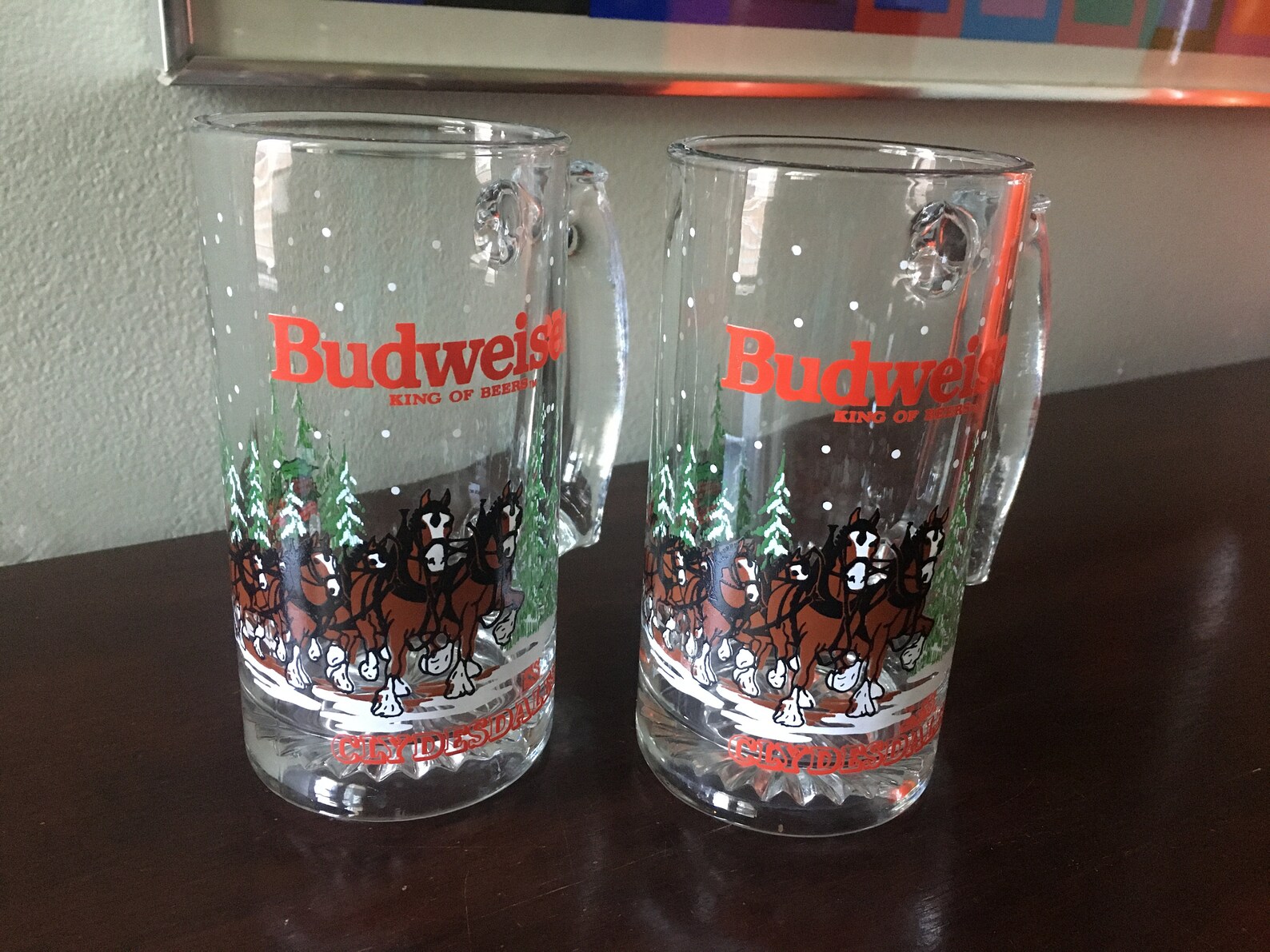 Two Vintage Budweiser Clydesdale 8 oz Glass Beer Mugs 1988 Etsy