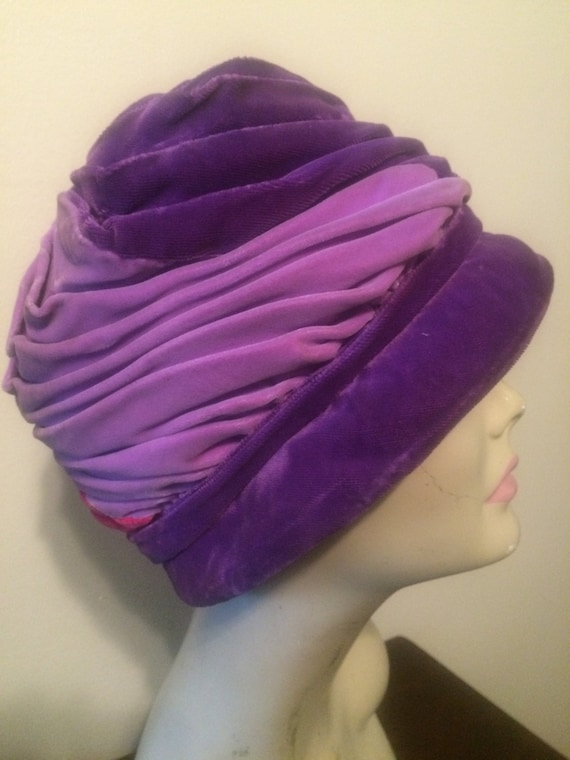 Purple and Pink Velvet Turban Hat - image 2