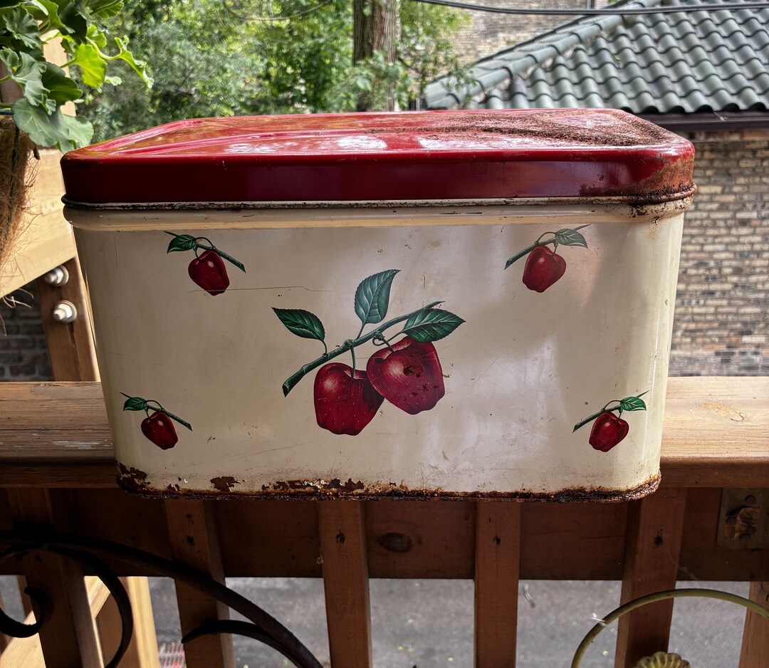 Vintage Rusty Crusty Red Apple Bread Box Decoware - Etsy