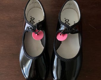 Chaussures de claquettes noires vernies Leo pour fille, pointure 9 1/2N