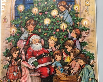 Vintage Kruger Advent Santa Angels Christmas Tree Calendar West Germany #857