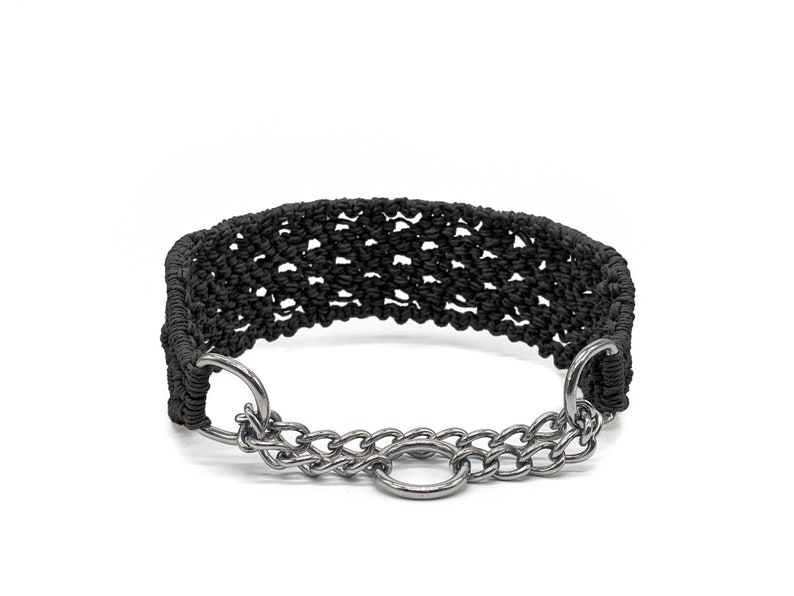 Black hemp sighthound rosebud martingale collar