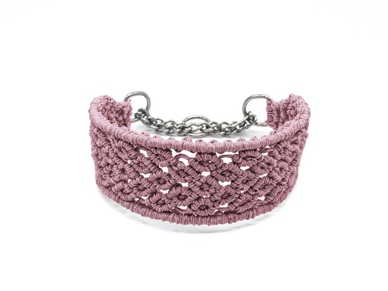 Black hemp sighthound rosebud martingale collar
