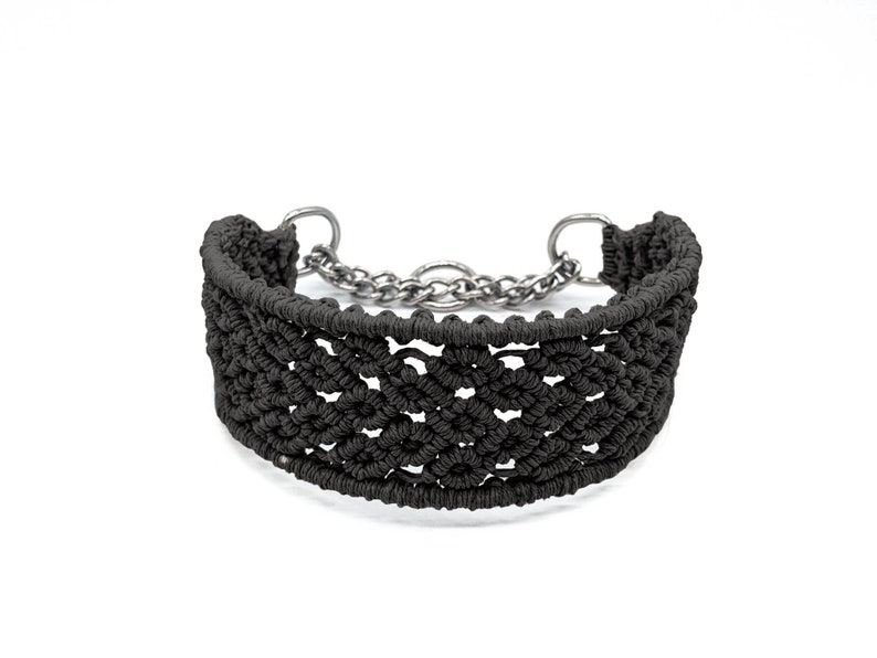 Black hemp sighthound rosebud martingale collar