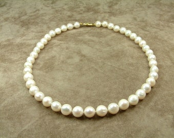 White Pearl Necklace 8.5 - 9.5 mm