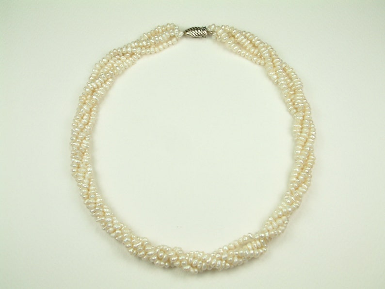 Twisted White Pearl Necklace Etsy