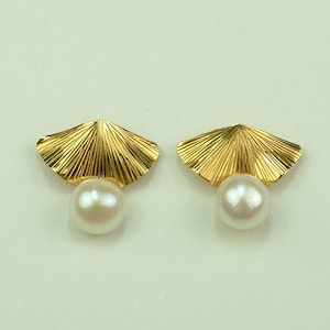 Handmade Gold 18k Earrings with White Pearls