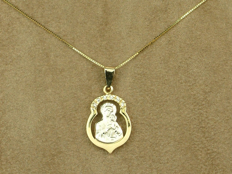 Virgin Mary with Jesus Christ Pendant in Gold 14k image 3