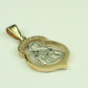 Virgin Mary with Jesus Christ Pendant in Gold 14k image 4