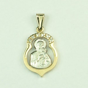 Virgin Mary with Jesus Christ Pendant in Gold 14k image 1