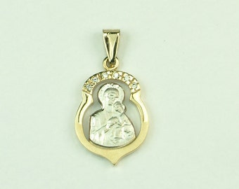 Maagd Maria met Jezus Christus Hanger in Goud 14k