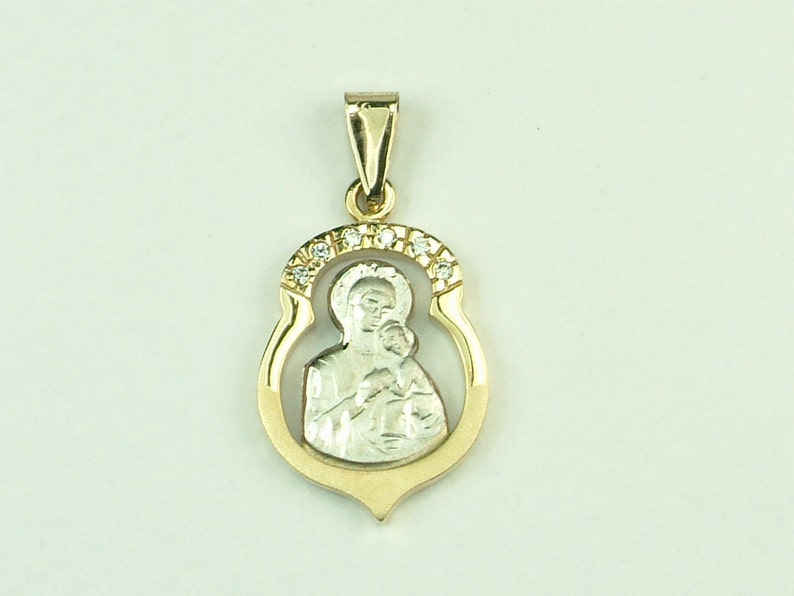 Virgin Mary with Jesus Christ Pendant in Gold 14k image 1