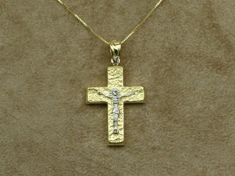 Gold 18k Cross With Crucified Jesus Christ - Etsy