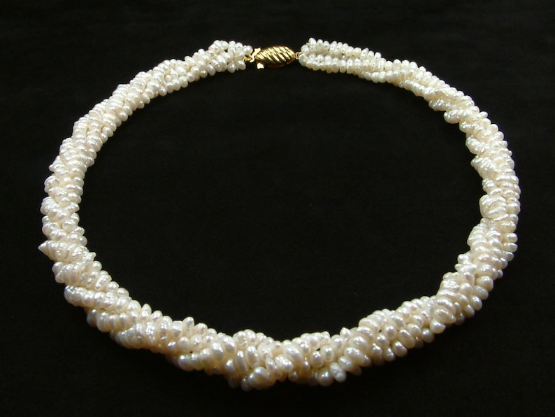 Twisted White Pearl Necklace Etsy