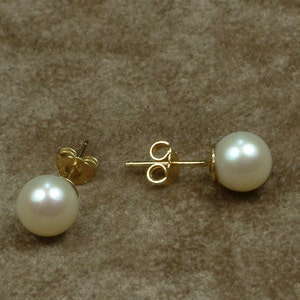 Orecchini a bottone con perle Akoya bianche 8 - 8,5 mm