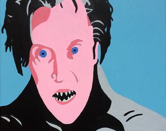 Hand-Painted Original Tim Burton "Sleepy Hollow" Pop-Art, Street-Art Style Acrylic Painting Inspired by 1990s, Christopher Walken 12" x 12"