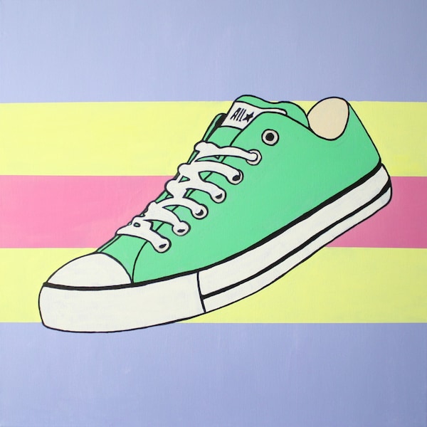 Hand-Painted Original Converse All Star Chuck Taylor "Lodi Dodi" Pop-Art, Street-Art Style Acrylic Painting Inspired by Hip Hop, Snoop 24x24