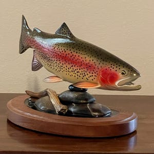One of a kind hand carved Rainbow Trout