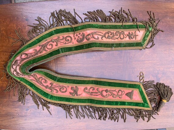 Masonic Collar. Emerald Green Velvet With Fringe
