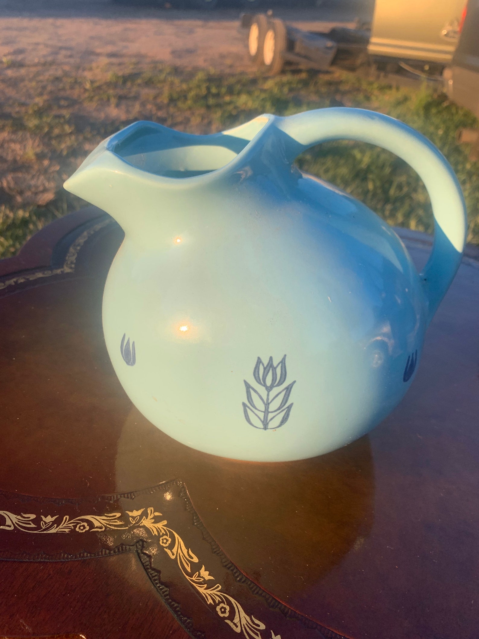 Hall Ball Pitcher Jug. Blue Aqua. Etsy