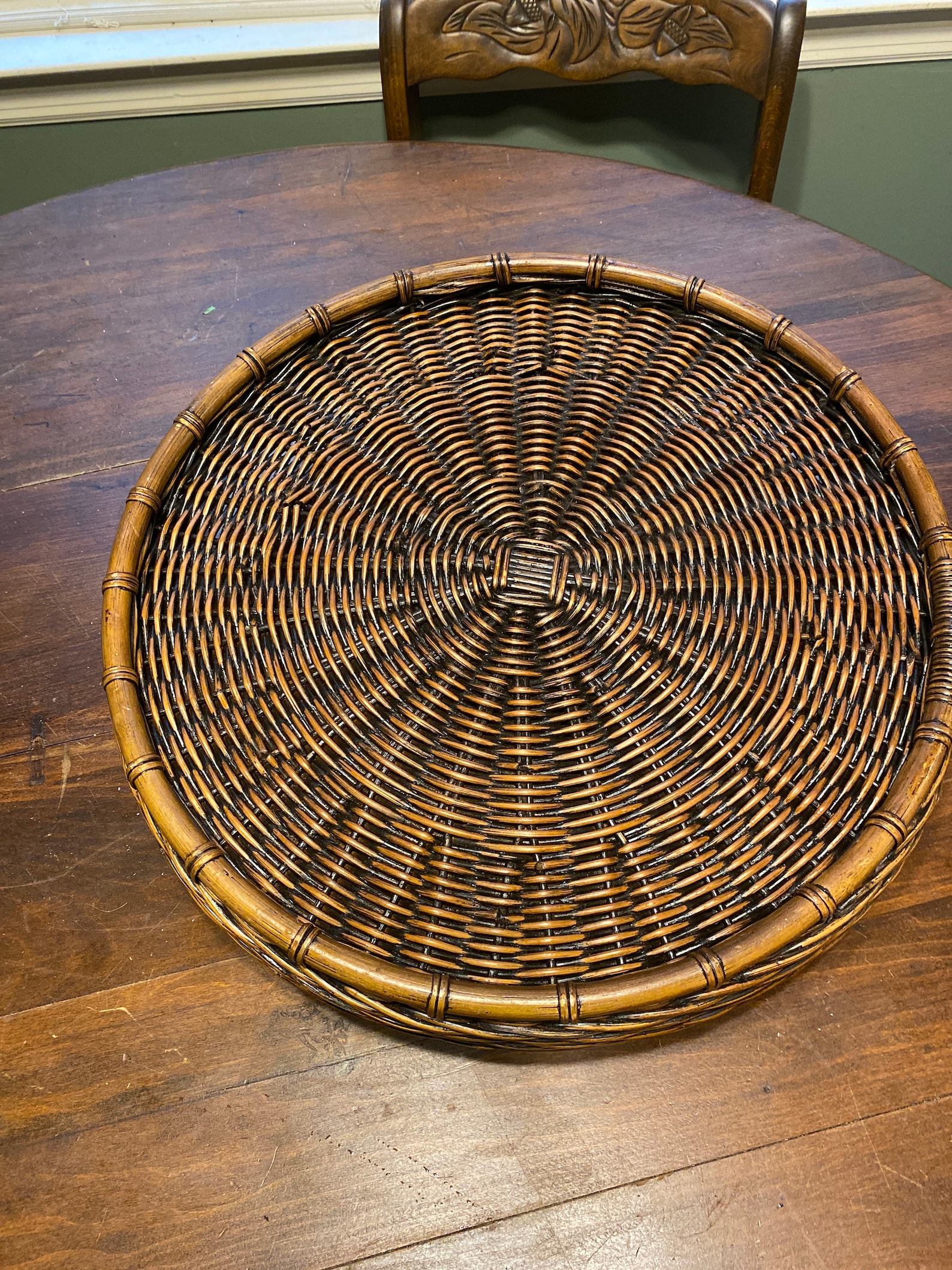 Superior Quality 18 Round Rattan Serving Tray With Handles. Etsy